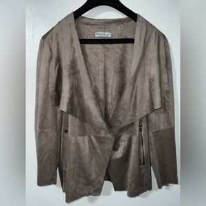Bagatelle Collection 2X Taupe Faux Suede Waterfall Jacket